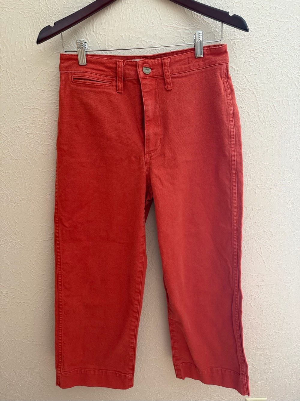 Madewell Slim Emmett Wide-Leg Crop Pants | Size 26 | Americana Red/Rust